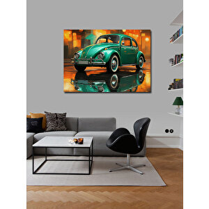Kanvas Tablo Yeşil Vosvos Araba Tasarımı 50x70 cm