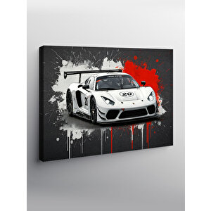 Kanvas Tablo Beyaz Spor Araba Portresi 50x70 cm