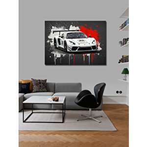 Kanvas Tablo Beyaz Spor Araba Portresi 100x140 cm