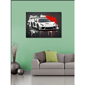 Kanvas Tablo Beyaz Spor Araba Portresi 100x140 cm