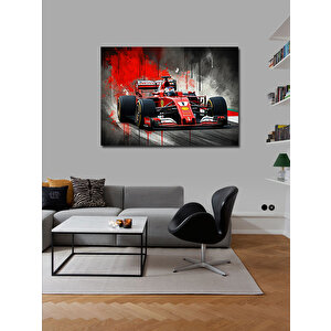 Kanvas Tablo Kırmızı Formula 1 Yarış Arabası 70x100 cm