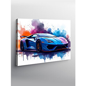 Kanvas Tablo Mavi Spor Araba Aksiyonu 50x70 cm