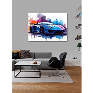 Kanvas Tablo Mavi Spor Araba Aksiyonu 50x70 cm