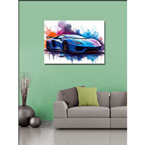 Kanvas Tablo Mavi Spor Araba Aksiyonu 50x70 cm