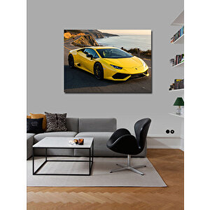 Kanvas Tablo Sarı Araba Sahil Yolunda 70x100 cm