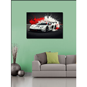 Kanvas Tablo Beyaz Spor Araba Çizimi 100x140 cm