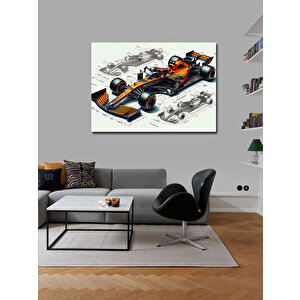 Kanvas Tablo Turuncu Yarış Arabası 70x100 cm