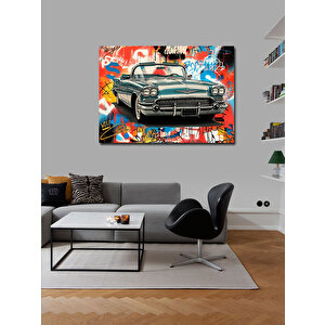 Kanvas Tablo Grafitili Klasik Araba 100x140 cm