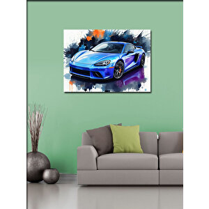 Kanvas Tablo Mavi Spor Araba Tasarımı 70x100 cm