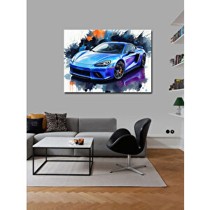 Kanvas Tablo Mavi Spor Araba Tasarımı 50x70 cm