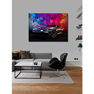 Kanvas Tablo Neon Işıklı Spor Araba 100x140 cm