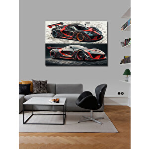 Kanvas Tablo Kırmızı Spor Araba Çizimi 50x70 cm