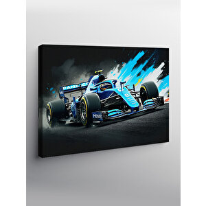 Kanvas Tablo Mavi Formula 1 Araba Aksiyonu