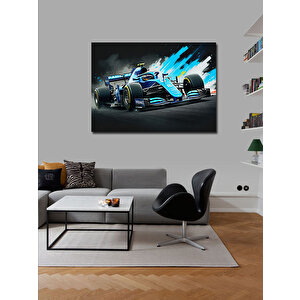 Kanvas Tablo Mavi Formula 1 Araba Aksiyonu