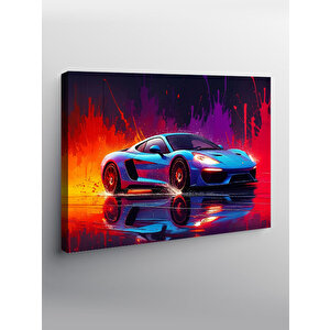 Kanvas Tablo Mavi Spor Araba Işıklar 70x100 cm