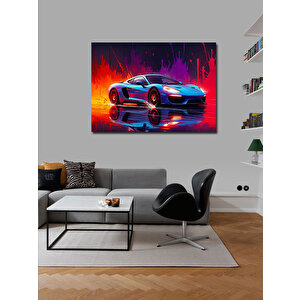 Kanvas Tablo Mavi Spor Araba Işıklar 70x100 cm