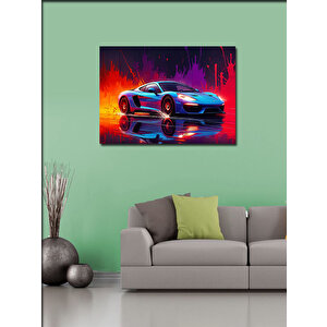 Kanvas Tablo Mavi Spor Araba Işıklar 70x100 cm