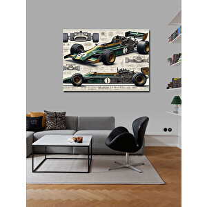 Kanvas Tablo Teknik Yarış Arabası Çizimi 70x100 cm