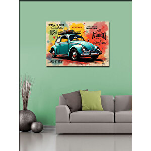 Kanvas Tablo Mavi Retro Vosvos Araba 50x70 cm