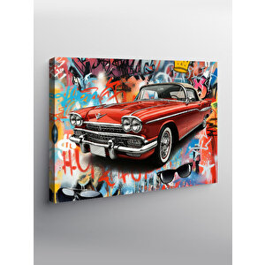 Kanvas Tablo Grafitili Klasik Araba Çizimi 50x70 cm