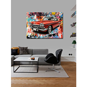 Kanvas Tablo Grafitili Klasik Araba Çizimi 50x70 cm