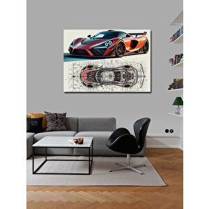 Kanvas Tablo Kırmızı Spor Araba Çizimi 100x140 cm