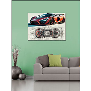 Kanvas Tablo Kırmızı Spor Araba Çizimi 100x140 cm