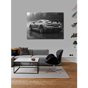 Kanvas Tablo Gri Spor Araba Çizimi 70x100 cm