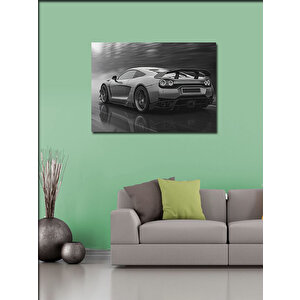 Kanvas Tablo Gri Spor Araba Çizimi 70x100 cm
