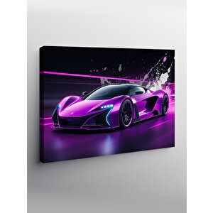 Kanvas Tablo Mor Spor Araba Çizimi 70x100 cm