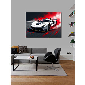 Kanvas Tablo Beyaz Spor Araba Yarışta 50x70 cm