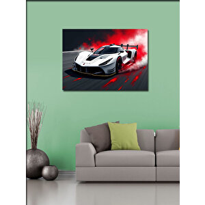Kanvas Tablo Beyaz Spor Araba Yarışta 50x70 cm