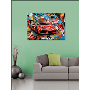 Kanvas Tablo Grafitili Kırmızı Spor Araba 50x70 cm