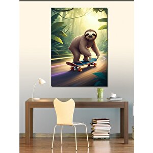 Kanvas Tablo Kaykaycı Tembel Hayvan 70x100 cm