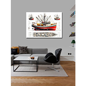 Kanvas Tablo Yelkenli Gemi Çizimi 100x140 cm