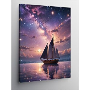 Kanvas Tablo Yıldızlı Gece Yelkenlisi 100x140 cm