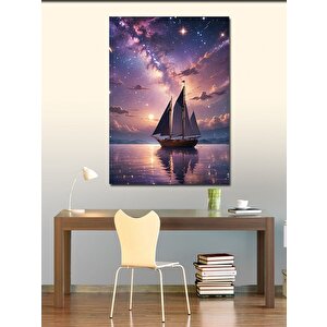Kanvas Tablo Yıldızlı Gece Yelkenlisi 100x140 cm