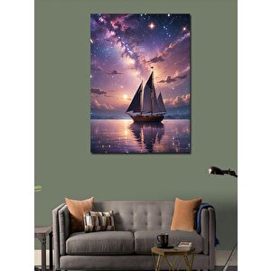 Kanvas Tablo Yıldızlı Gece Yelkenlisi 100x140 cm