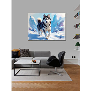 Kanvas Tablo Kış Sahnesinde Kurt Figürü 50x70 cm