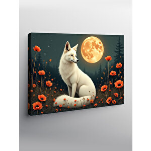 Kanvas Tablo Ay Işığında Beyaz Tilki 70x100 cm