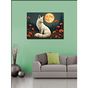 Kanvas Tablo Ay Işığında Beyaz Tilki 70x100 cm