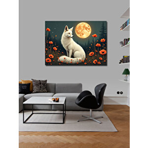 Kanvas Tablo Ay Işığında Beyaz Tilki 50x70 cm