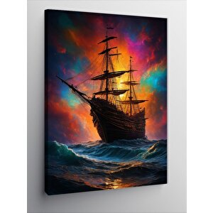 Kanvas Tablo Fırtınalı Yelkenli Gemi 50x70 cm
