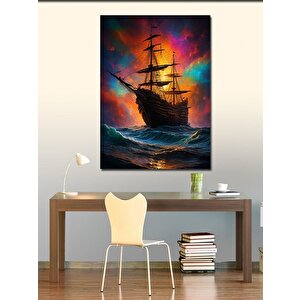 Kanvas Tablo Fırtınalı Yelkenli Gemi 50x70 cm
