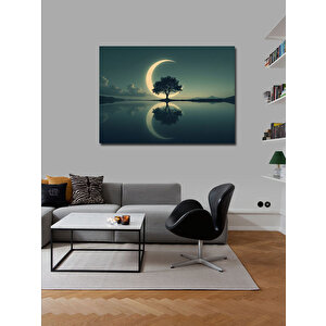 Kanvas Tablo Ay Işığında Yalnız Ağaç 100x140 cm