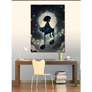 Kanvas Tablo Müzik Notası Ve  Kız 100x140 cm