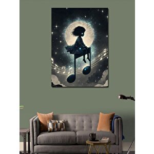 Kanvas Tablo Müzik Notası Ve  Kız 100x140 cm
