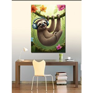 Kanvas Tablo Müzik Dinleyentembel Hayvan 50x70 cm