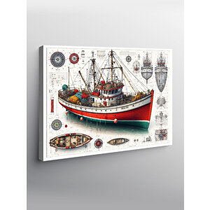 Kanvas Tablo Klasik Gemi İllüstrasyonu 50x70 cm