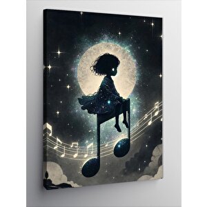 Kanvas Tablo Müzik Notası Ve  Kız 50x70 cm